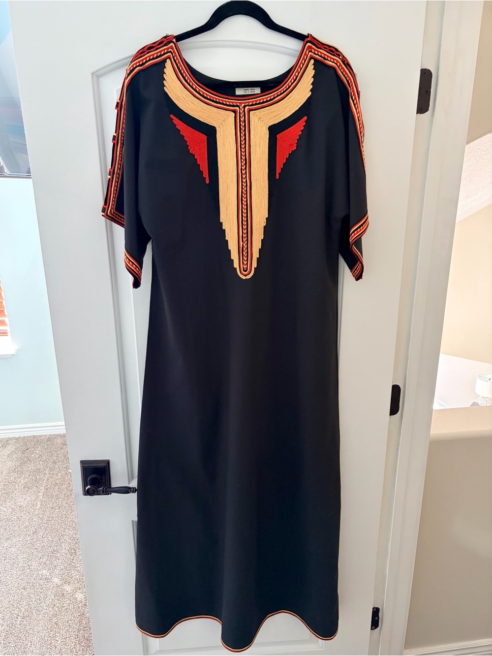 Authentic Moroccan Kaftan Dress w Gold and Red Embroidery LIKE NEW!